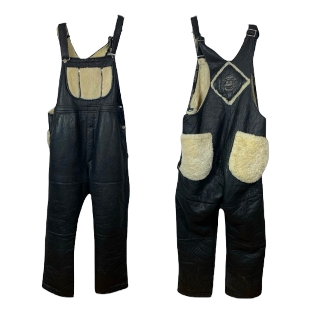 WALTER DAVOUCCI Rare Shearling Leather Sheepskin Overalls